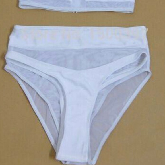 Brand new high waisted net bikini swimwear set 3pc - Picture 6 of 8
